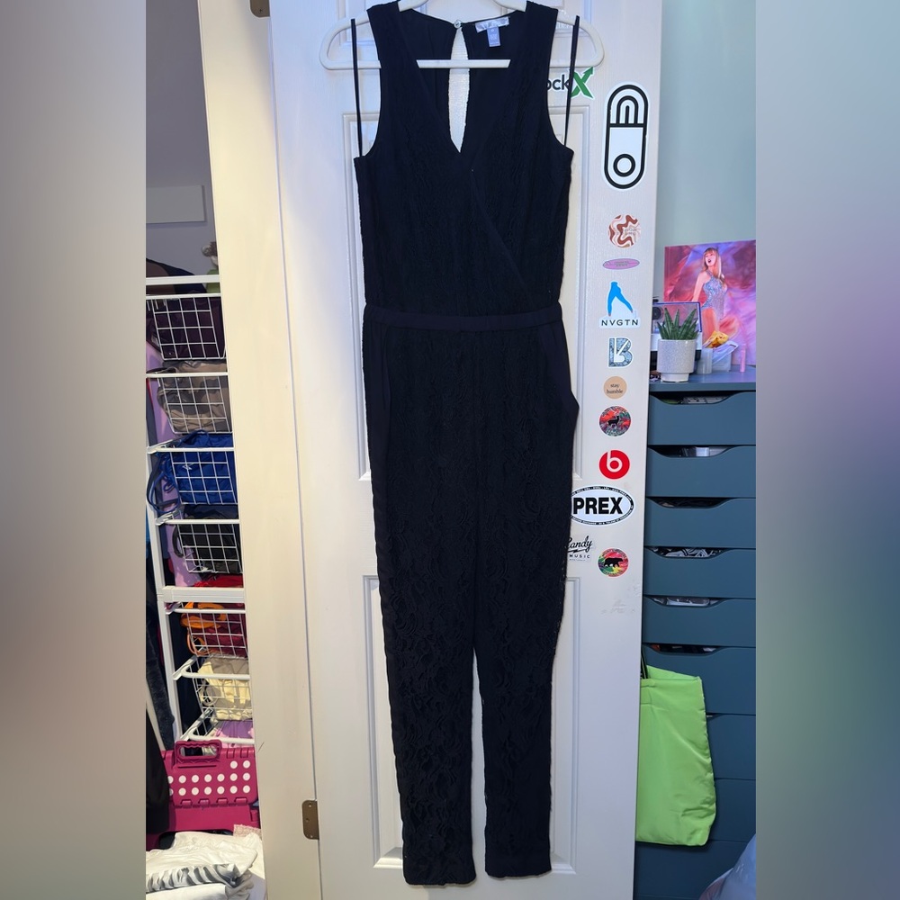 Aqua Black Lace Jumpsuit